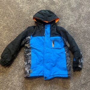 Vibrant Blue and Black Kids Puffer Jacket